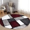 World Rug Gallery Contemporary Modern Boxes Design Soft Area Rug 6'6'' Round Red 106RED6RND - alternate 3